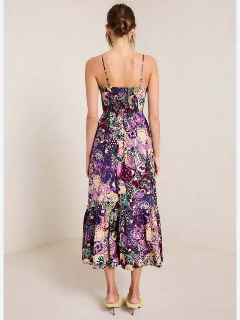 A.L.C. Lilah floral print midi dress sweetheart neckline & adjustable straps - Picture 2 of 5